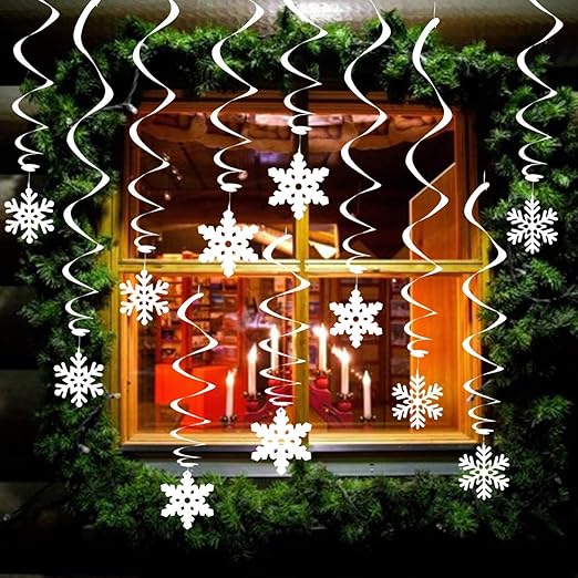 Amazon Com Gwhole 26 Pcs White Snowflake Hanging Swirls Christmas
