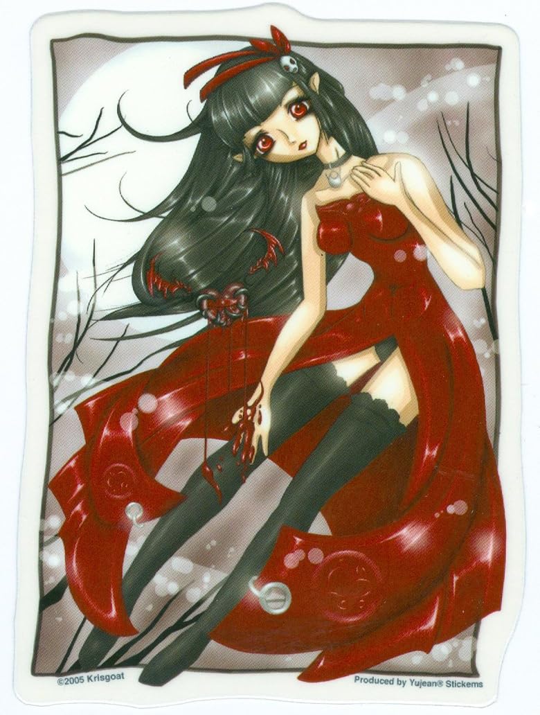 Dark Valentine Anime Girl by Krisgoat - Sticker / Decal