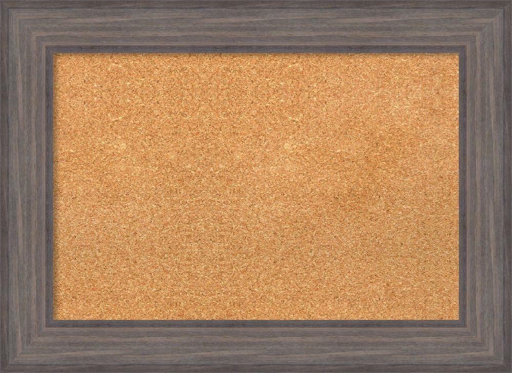 Amanti Art Framed Cork Board, Country Barnwood