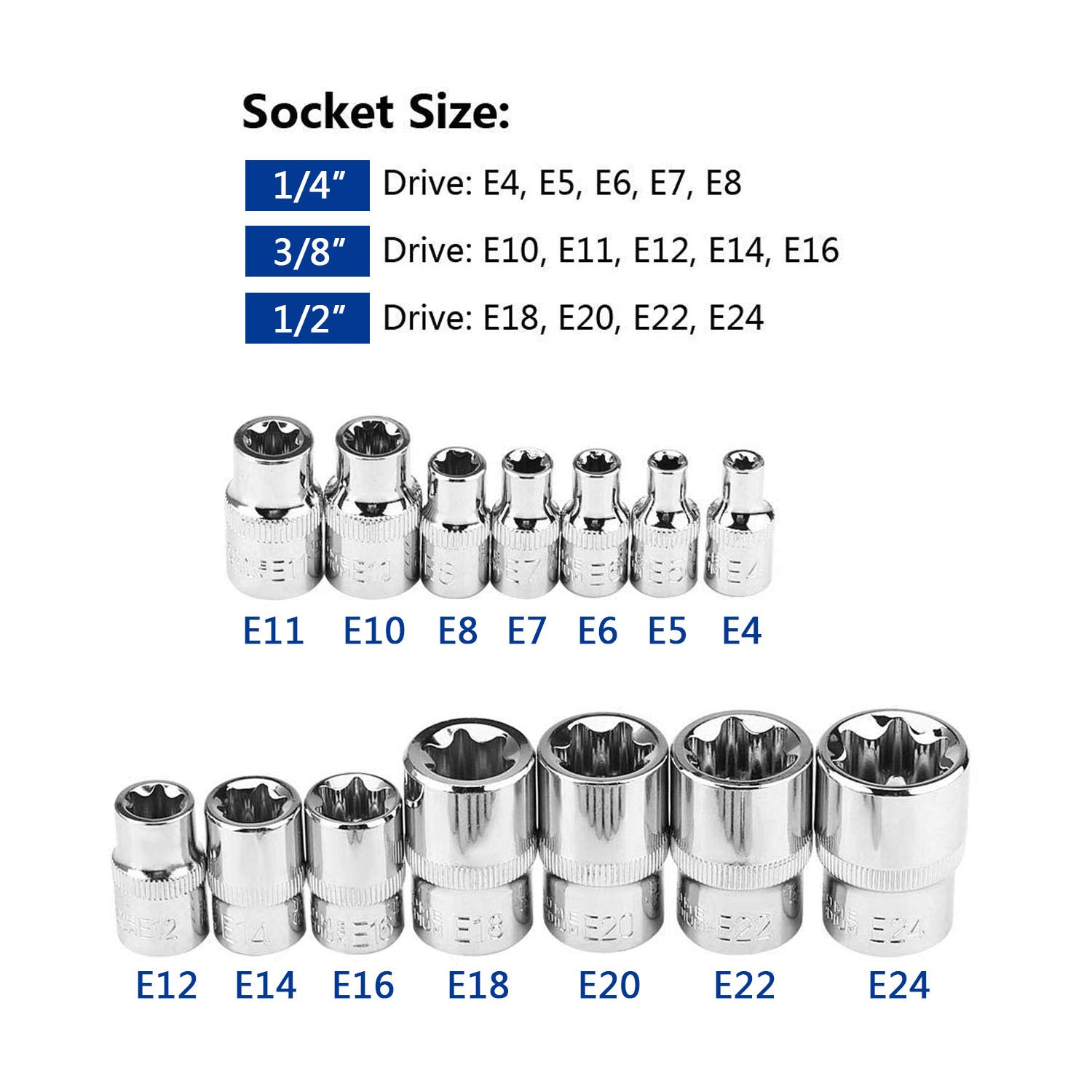 Torx Socket Set,EType External Torx Star Plus Socket Bit Set CRV