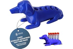 S I Schaller Industries Dachshund Test Tube Rack – for 16mm Lab Vertical Storage Tubes, Holds 10 Glass & Plastic Test Tube Holder Rack, Vial Holder, Phlebotomy Supplies and Equipment– Royal Blue