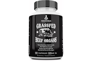 Ancestral Supplements Grass Fed Beef Organ Supplement, Supports Whole Body Wellness with Proprietary Blend of Liver, Heart, Kidney, Pancreas, Spleen, Freeze-Dried Beef, Non-GMO, 180 Capsules