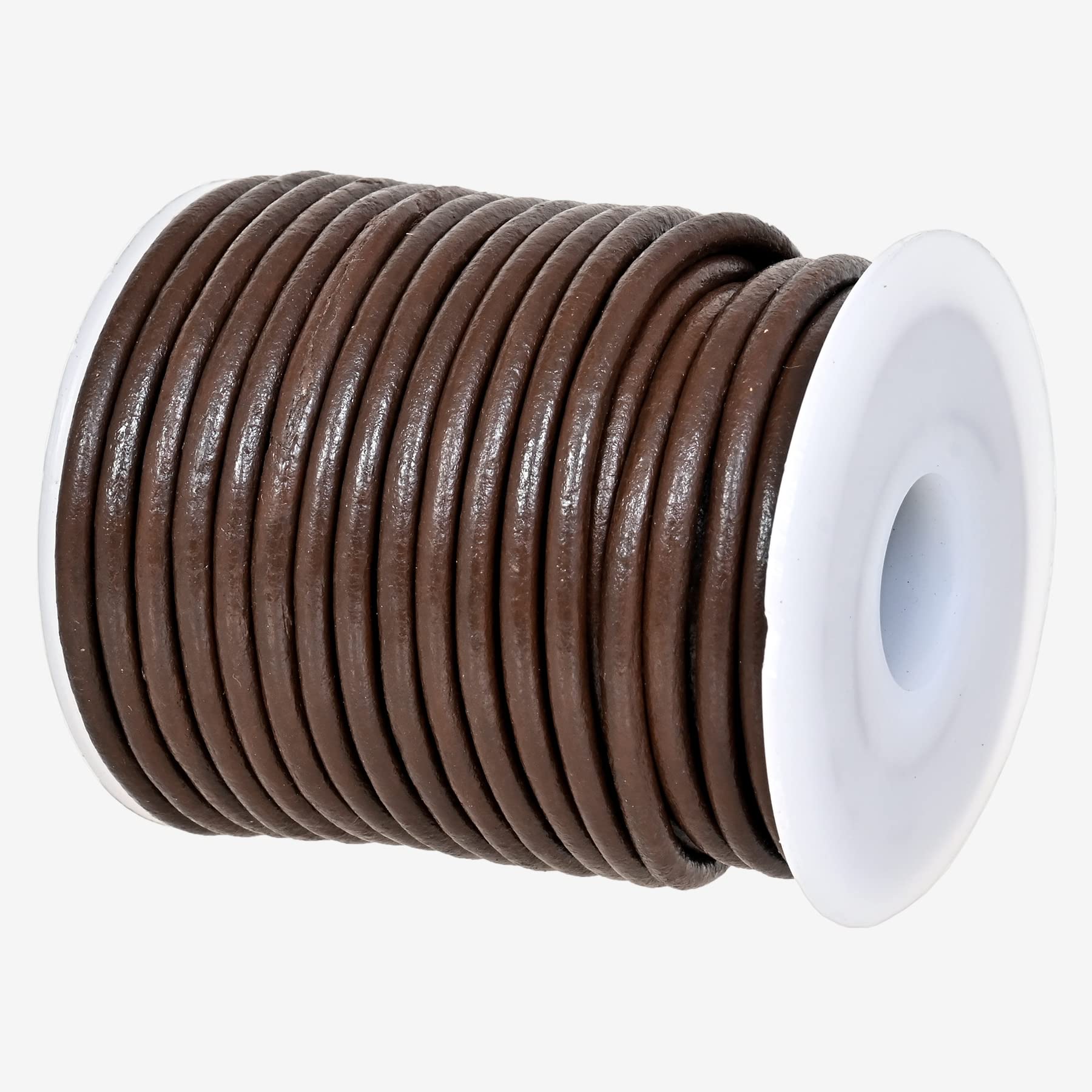 GENIQUE Real/Genuine Round Leather String Cord for Necklace, Bracelets, Jewelry, Kumihimo Braiding, DIY Projects (10 Metres) (3mm, Brown) — image 1