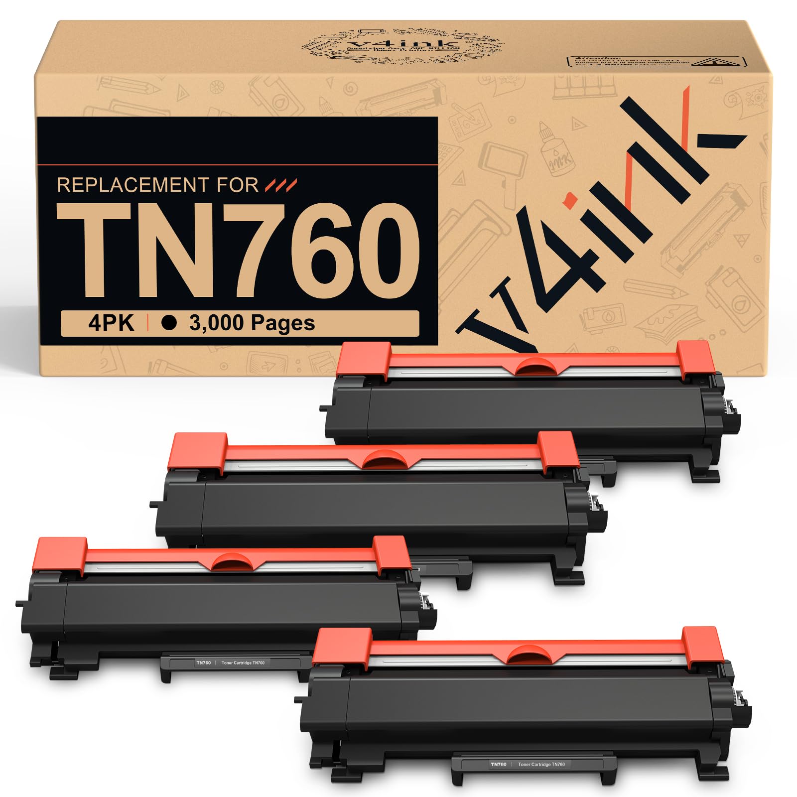 v4ink TN760 Toner Compatible Replacement for Brother TN760 TN-760 TN730 TN770 Toner Cartridge Black for Brother Printer L2550DW L2325DW L2350DW L2370DW L2390DW L2395DW L2690DW L2710DW L2717DW L2750DW Image v4ink TN760 Toner Compatible Replacement for Brother TN760 TN-760 TN730 TN770 Toner Cartridge Black for Brother Printer L2550DW L2325DW L2350DW L2370DW L2390DW L2395DW L2690DW L2710DW L2717DW L2750DW Image