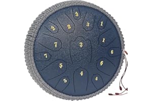 YASISID Steel Tongue Drum 12 Inches 15 Notes Musical Instruments, D Major Percussion Instrument with Soft Bag, Music Book and 2 Mallets for Meditation (blue)