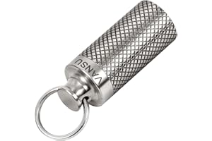VANSU Titanium Waterproof Keychain Pill Holder Container,Portable Mini Size Pill Box Case for Outdoor Travel Camping
