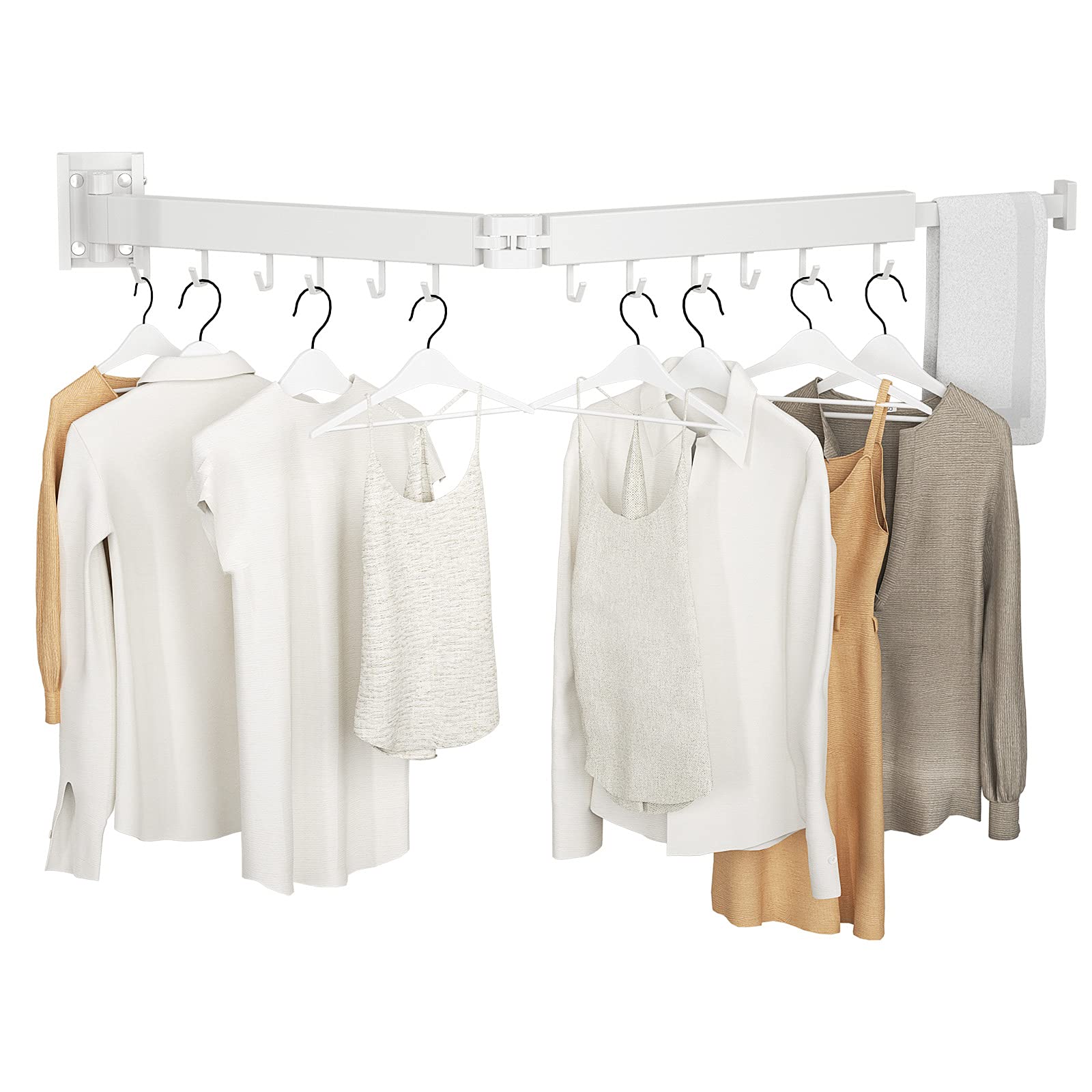 Photo 1 of Kelisiting Foldable Clothes Drying Rack, 2 Fold Laundry Drying Rack Wall Mount, [No Drilling] Folding & Durable Space Saver for Laundry, Balcony, Bathroom, Patio, Dormitory, Apartment-White