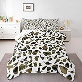 Erosebridal Queen Duck Hunter Comforter,Wild Mallard Duck Vintage Bedding Set Kids Boys Teens Children Room Decor,Army Camouflage Rustic Hunting Down Comforter with 2 Pillow Cases,White Dark Green
