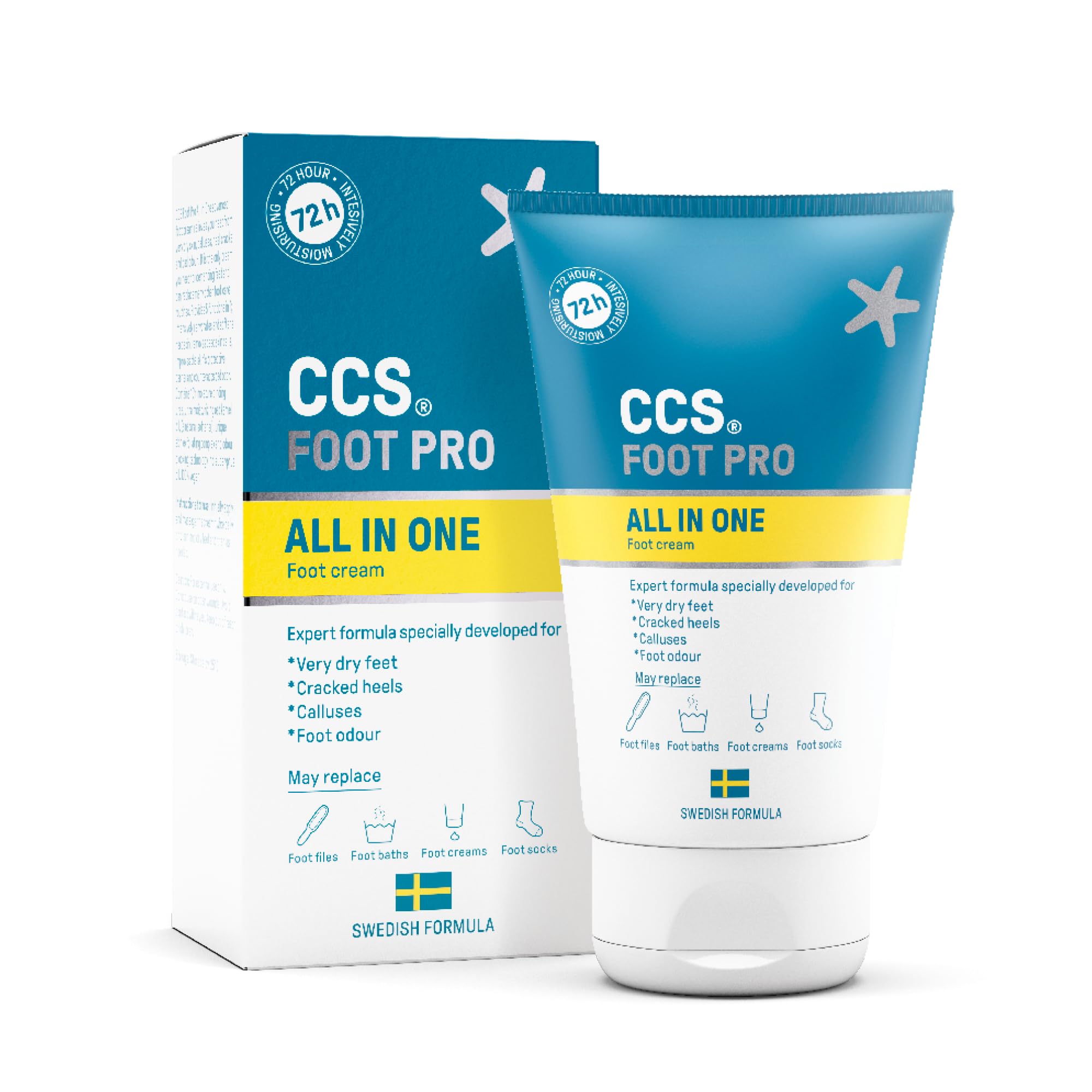CCS All In One Foot Cream 100ml - Foot Pro Cream for Cracked Heels, Dry Skin & Calluses Feet - Foot Moisturiser - Developed for Very Dry Feet, Cracked Heels, Calluses and Foot Odour