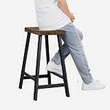 VASAGLE Bar Stools Set of 2 Saddled Seat 60 cm Rustic Brown Black LBC074B01 view 5