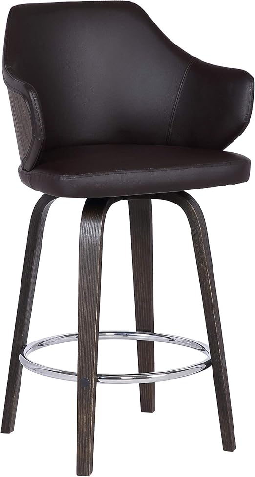 Amazon Com Armen Living Camden Mid Century Faux Leather Swivel Kitchen Barstool 30 Bar Height Brown Furniture Decor