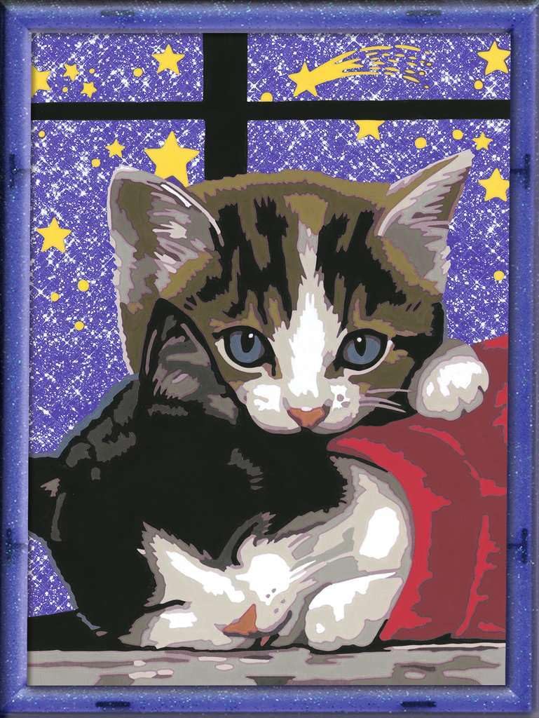 Ravensburger CreArt 28561 Cuddly Kitten Painting by Numbers for Children from 9 Years, Painting Set with Frame, Brush and Acrylic Paints, Gift for Girls and Boys, with Glitter