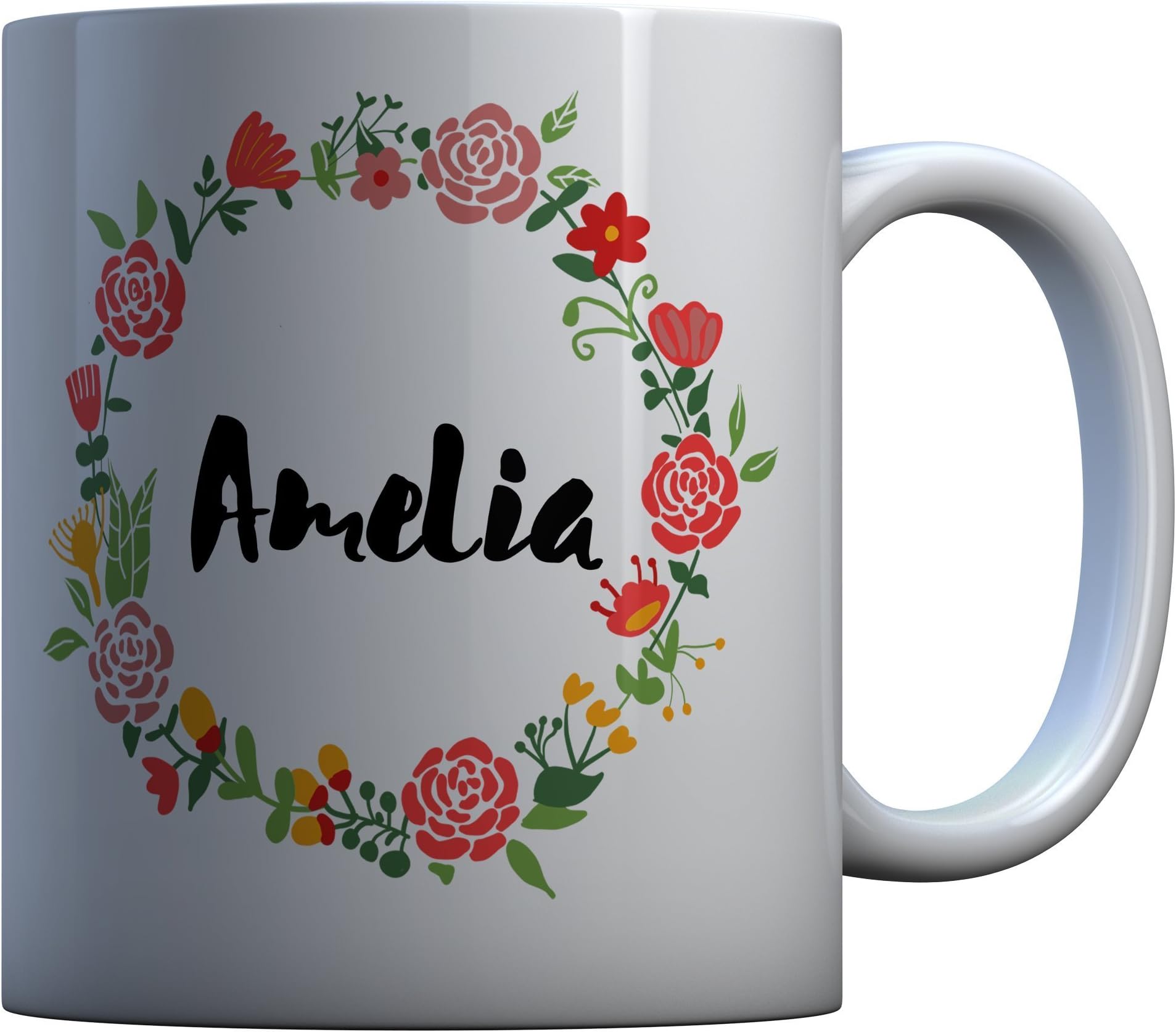 MYOG Floral Wreath Personalised Name Flower Mug Cup Tea Coffee 11oz Valentines Day Gift
