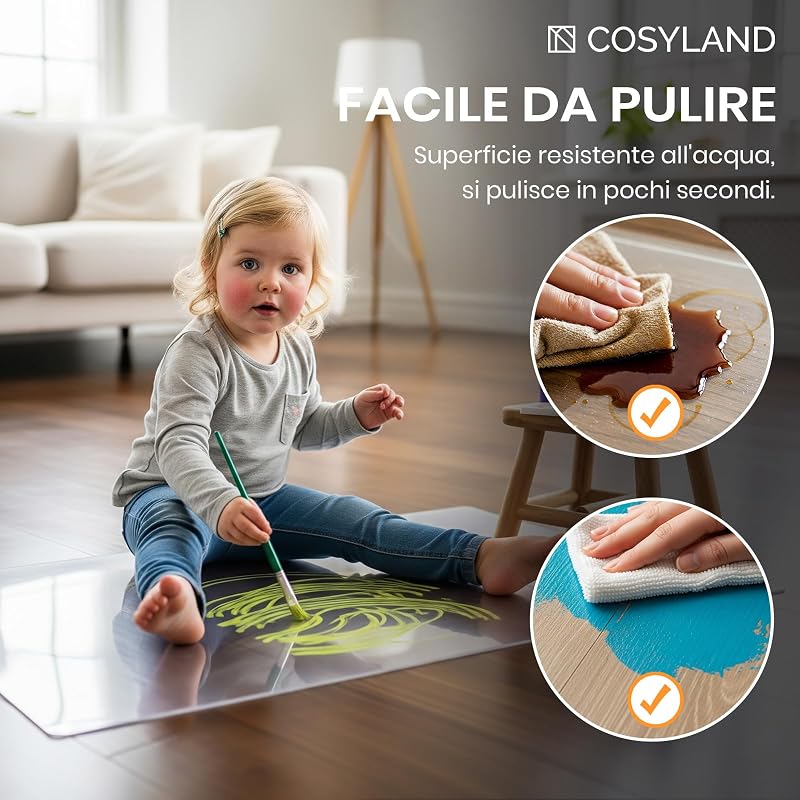 Tappeto Sedia Ufficio Salvapavimento, Trasparente, in PVC