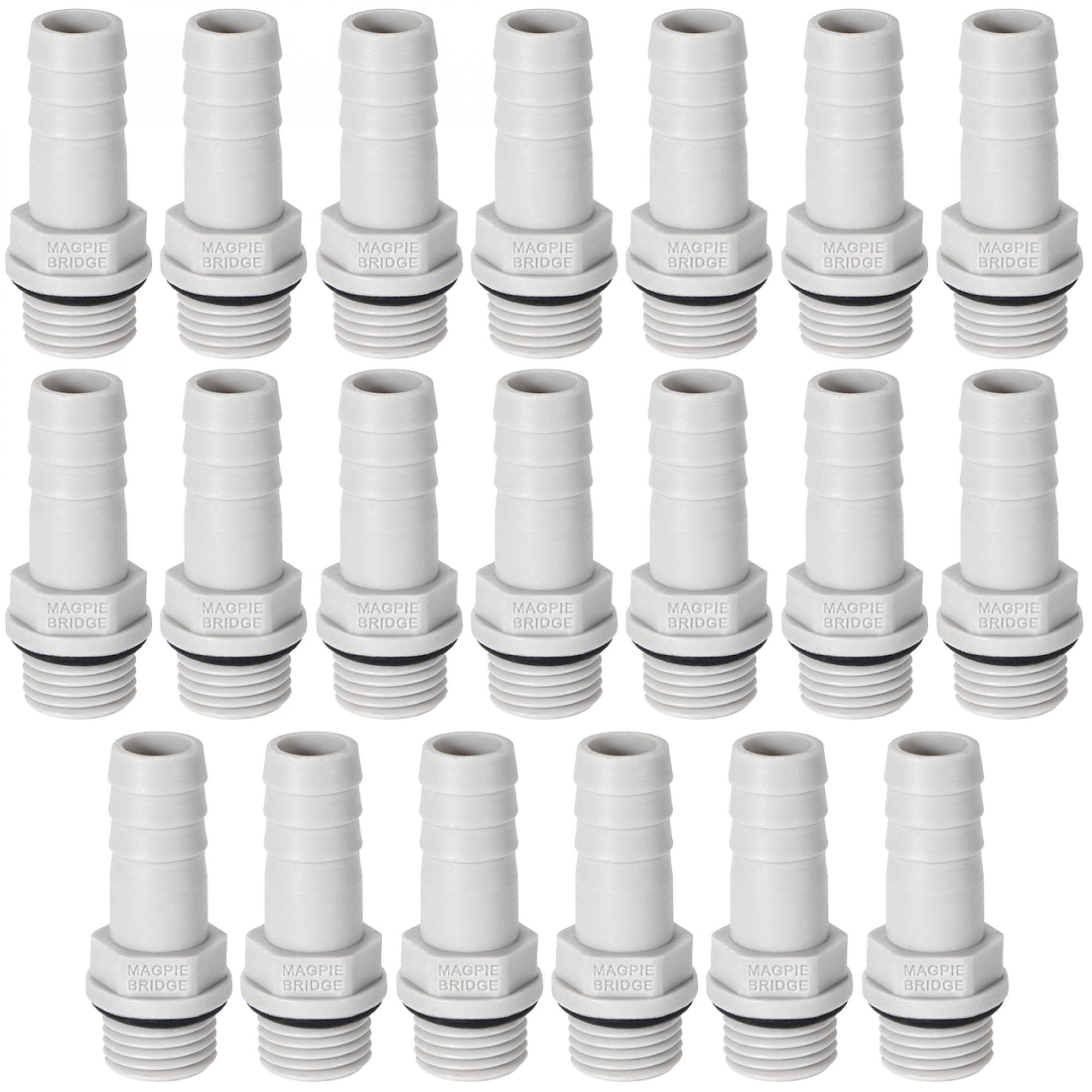 sourcing map PVC Barb Hose Fitting Connector Adapter 10mm or 25/64" Barbed x 1/4" G Male Pipe 20pcs