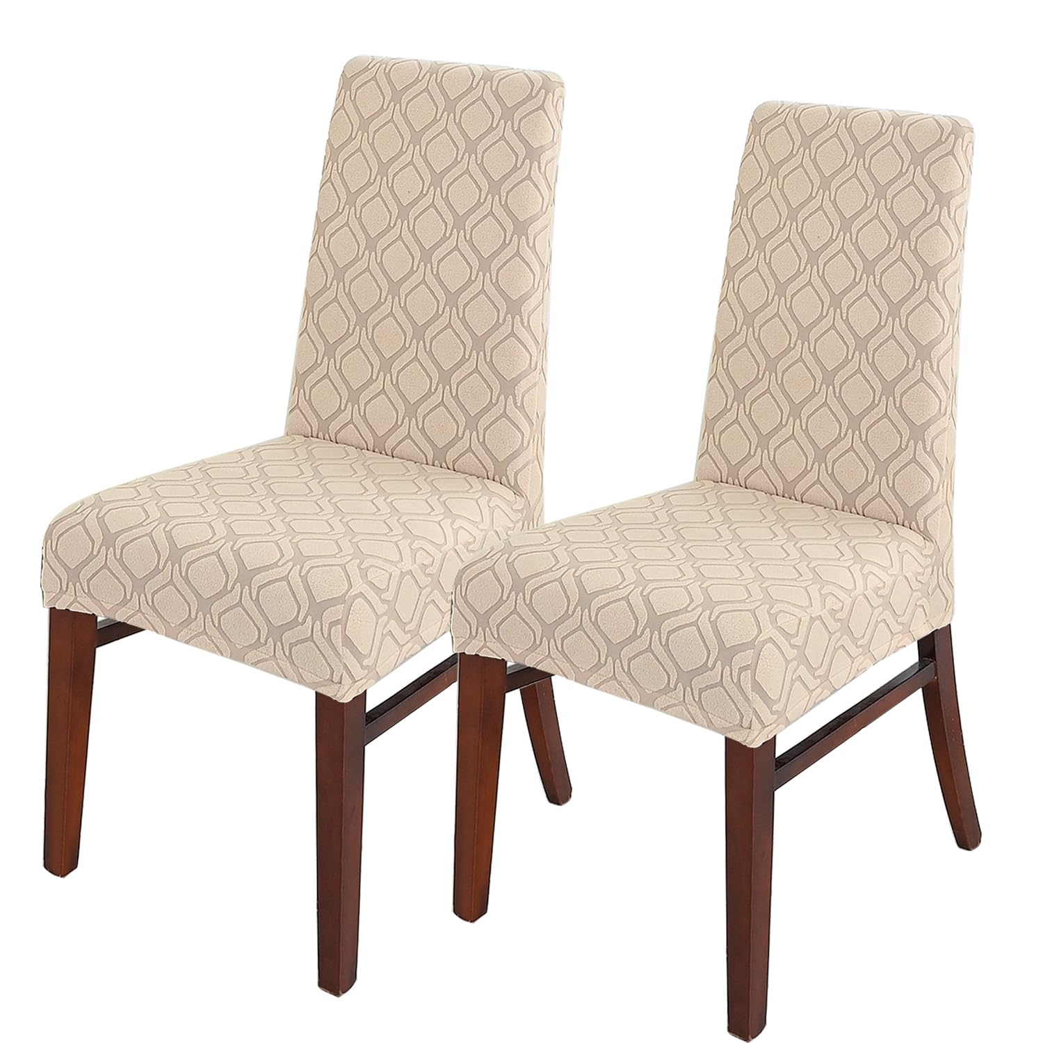 LANSHENG Dining Chair Covers, Stretch Chair Covers for Dining Chairs, Removable Washable Dining Chair Seat Slipcovers for Dining Room, Kitchen (Set of 2, Sand)