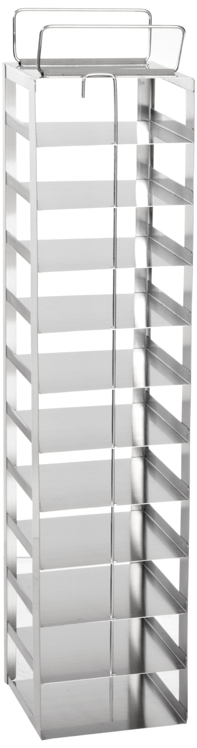 Heathrow Scientific HD2862AE Stainless Steel Vertical Freezer Rack with 13 Compartments for 53mm Tall Boxes