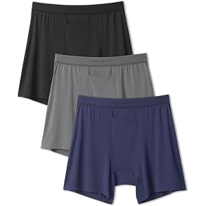 DAVID ARCHY Men's Modal Boxers, Easy Horizontal Fly, Soft Underwear, 3 Pack | Easy access fly, fine breathable knit, fluid dr