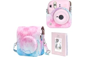 wogozan Protective Case for Fujifilm Instax Mini 12 Instant Camera - With Light-sensitive Holes, Lower Right Lens Fit, Specially Designed for Mini 12 Camera (Blue Pink Watercolor)