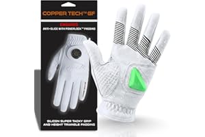 Copper Tech Women's Golf Glove (Single) Left or Right Hand | Silicone Grip & Triangular Palm Padding, Alignment Line for Prec