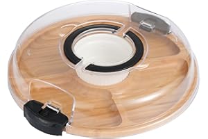 YANG Charcuterie Board with Lid, Divided Bamboo Serving Tray with Handle & Locking Lid, Portable Serving Platter for Party Ou