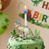 Mumufy Dinosaur Ceramic Candle Holder Cute Cake Topper | Candlestick Holder for Taper Candles, Animal Figurine for Birthday Party Decor Supplies, Baby Shower Celebration Gift