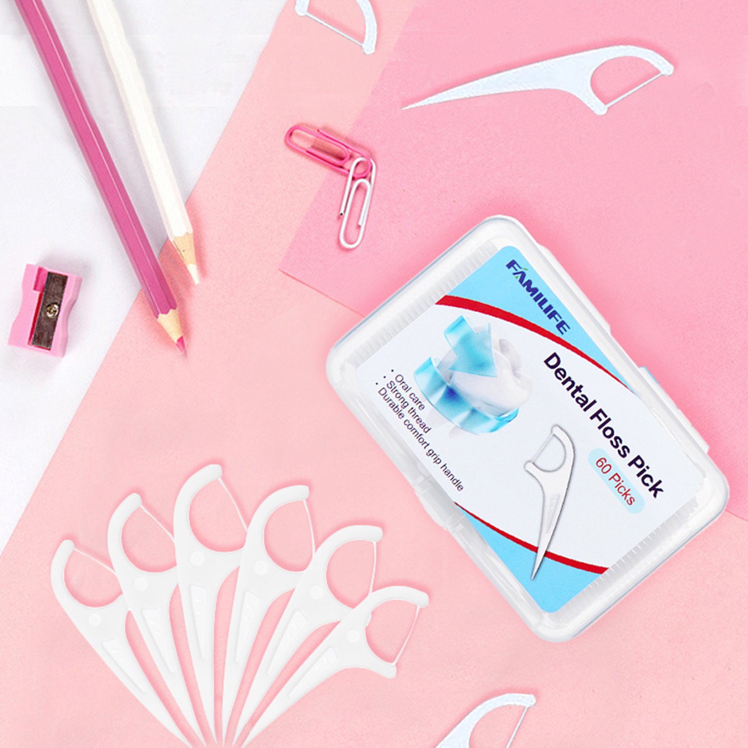 FAMILIFE Dental Floss Picks 240 Picks Threader Flosser with 4 Travel Cases, flossing: Beauty