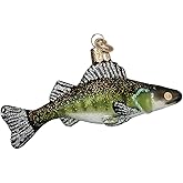 Old World Christmas Walleye Glass Blown Ornament for Christmas Tree, Handcrafted Holiday Decoration, Lake Fish Collection