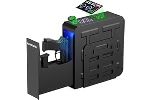 HAWKUNG Gun Safe, Slider Biometric Gun Safe for Handgun Mounted Single Bedside Pistol Case with 3 Ways Quick Access Gun Lock Box for Nightstand, Bed, Desk, Wall, Dresser