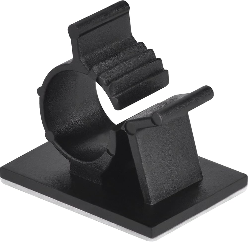 Hicarer 30pk Black Adjustable Self-Adhesive Cable Clips Cord Management for Car