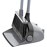 MR.SIGA Broom and Dustpan Set with Long Handle, Upright Broom and Dustpan Combo for Floor Cleaning, Lobby Broom with Adjustab