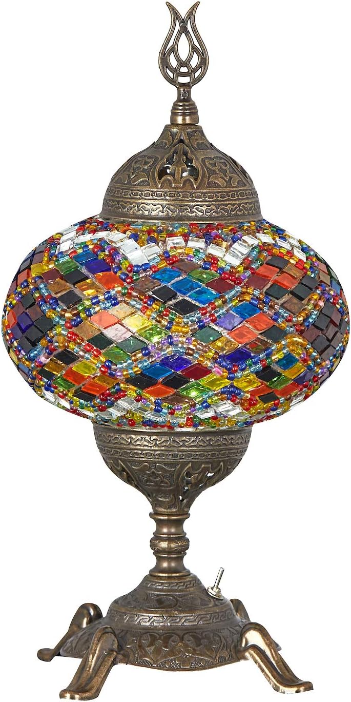 (15 Colors) Battery Operated Mosaic Table Lamp with Builtin LED Bulb