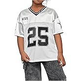 SOLY HUX Girl's Summer Jersey Shirts V Neck Short Sleeve Graphic Tees Oversized T-Shirt Tops