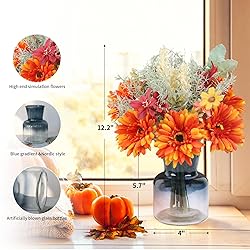 Leftover Fake Fall Flowers in Vase,Artificial