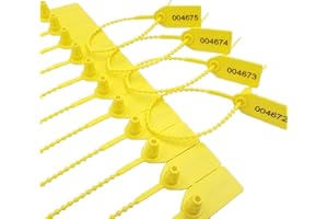 200 Shipping Seals, Plastic Seals, Truck Seals, Fire Extinguisher Seals, Pull-Tite Plastic Seals, Tamper Evident Seals, Security Seals, Self-Locking Seals, STYLIGHT (Yellow, 200)