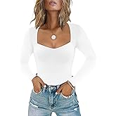 Chunpin Women's Bodysuit Long Sleeve Sexy Sweetheart Neckline Body Suits Double Lined Going Out Bodysuits