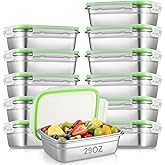 Blushtier 12 Pcs 304 Stainless Steel Food Storage Containers with Airtight Lids Metal Meal Prep Containers Bento Lunch Boxes, Freezer and Dishwasher Safe Keep Food Fresh for Kitchen, Picnic, Camping
