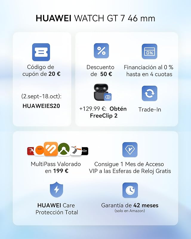 Watch GT 7 46mm Smartwatch, GPS, iOS, hasta 21 Días Autonomía, Negro