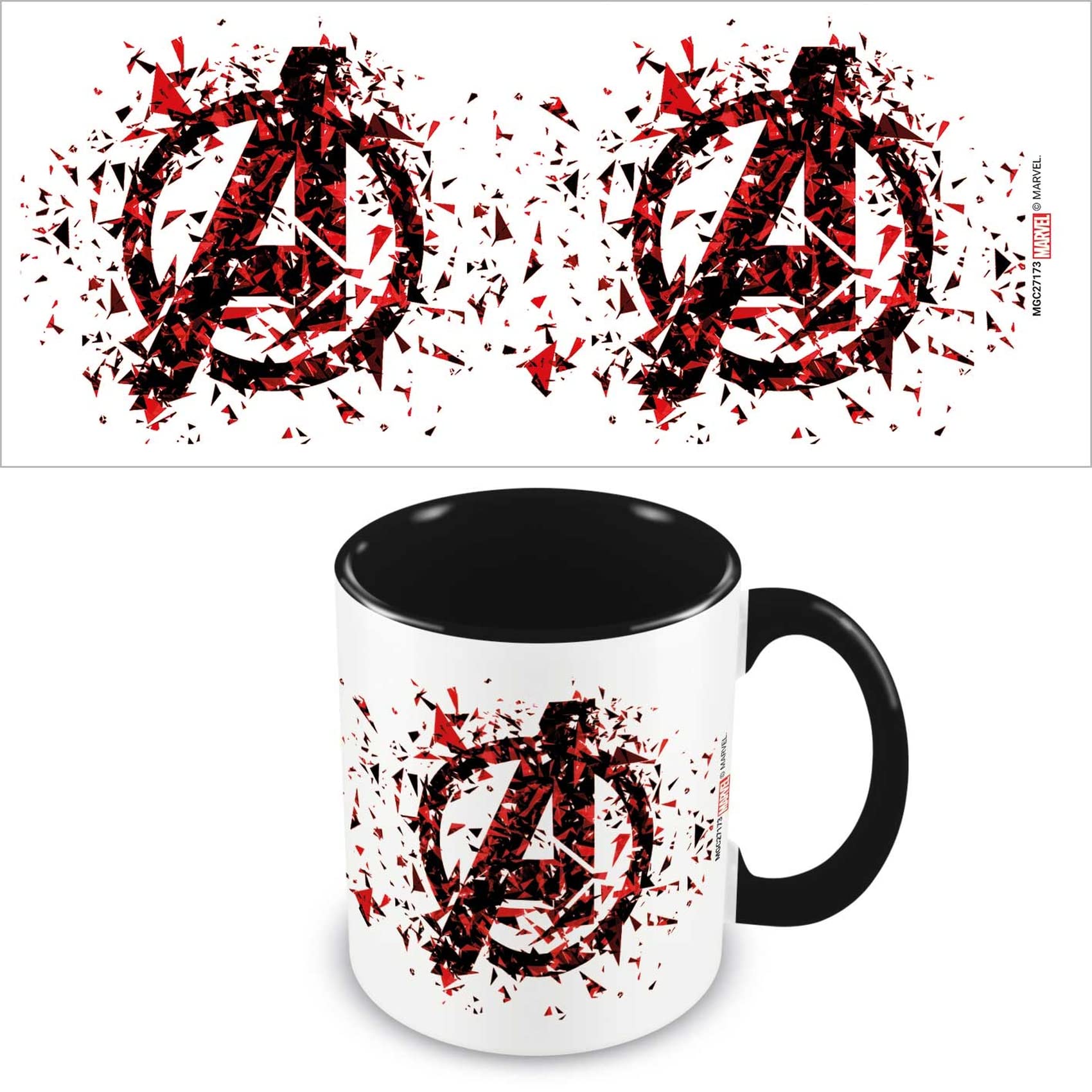 Pyramid International Marvel Avengers Mug in Presentation Gift Box (Shattered Logo Design) 11oz Ceramic Mug - Official Merchandise, White