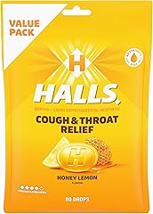 HALLS Relief Honey Lemon Cough Drops, Economy Pack, 80 Drops