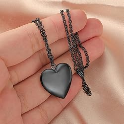 PHOCKSIN Black Glossy Personalized Heart Locket