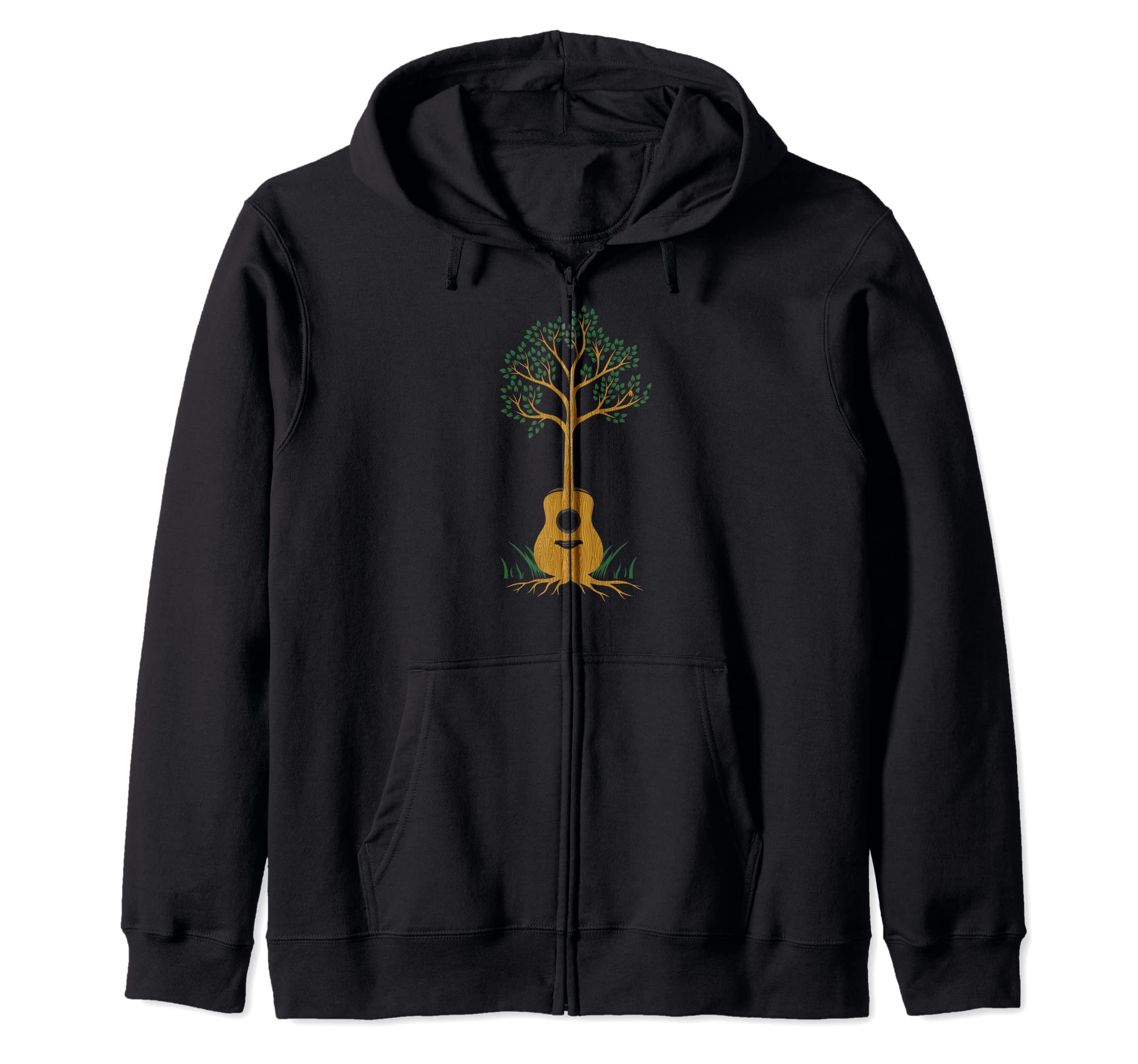Acoustic Guitar Tree Musician Guitarist - Acoustic Guitar Zip Hoodie