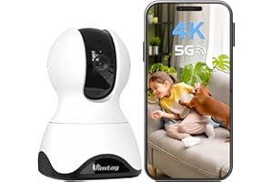 VIMTAG 4K UHD Pet Camera Indoor with Phone App, 360° Dog Camera with Speaker, Indoor Cameras for Home Security, 5G/2.4G WiFi, Motion Tracking&AI Detection, 2-Way Audio, Night Vision, SD/Cloud Storage