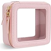 Aveniee Small Clear Makeup Bag,Mini Travel Toiletry Organizer TSA Approved,Waterproof Cosmetic Case with Zipper,Cute Car Essentials Pouch for Women,Pink