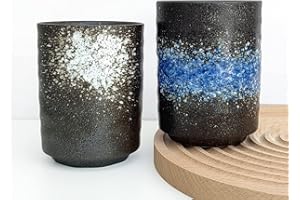 WEOPYCJ Black Japanese Tea Cups Ceramic, Asian Traditional Tea Cup, Handless Mug for Espresso Matcha Tea Green Tea Latte Capp