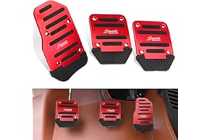 awlbed 3 PCS Car Manual Transmission Pedal Pads, Brake Throttle Clutch Anti-Slip Wear-Resistant Pedal Cover Kit, Non-Drilling Thickened Alloy Pedal Cover Replacement, Universal for Cars (Red)