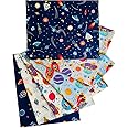 Galaxy Quilting Fabric Bundles, Baby Boy Quilt Cotton Fabric Fat Quarters Bundles 18x22, Precut Space Fabric for Sewing Patchworks (6Pcs)