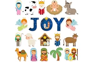 TEVXJ 20 PCS Christmas Window Decor Nativity Thick Gel Clings Religious Christian Decoration Jesus Birth Window Clings Decals for Kids Toddlers Home Airplane Xmas Yuletide Party Classroom Nursery