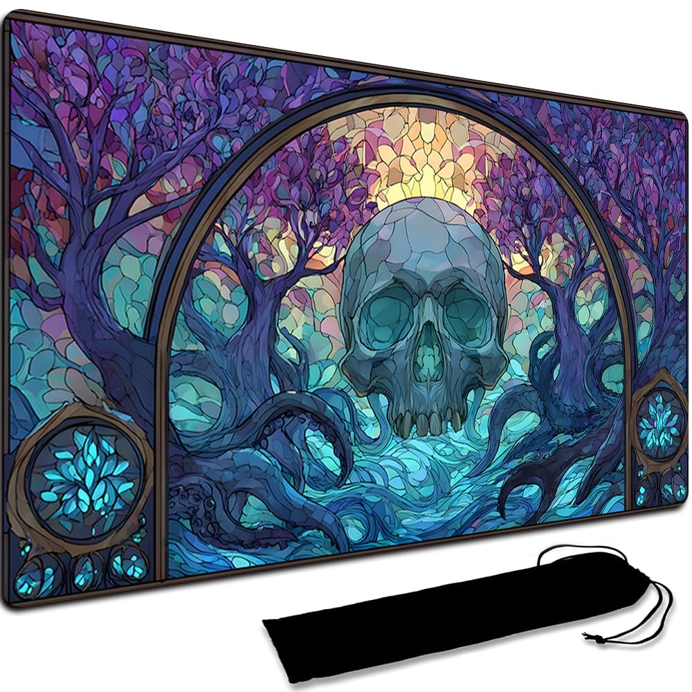 Board Game MTG Playmat + Black Waterproof Bag, Stitched Edges, Smooth Rubber Surface, MTG PlayMat With Zones (An Original Playmat) (No Zone,4)