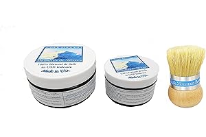 CHALK MOUNTAIN BRUSHES Chalk Painted Natural Furniture Finishing wax kit - 8oz Clear & 4oz Dark Antique, Palm Brush - 3pack